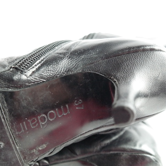 Moda In Pelle Tall Ruched Leather Boots Sz 37 - Picture 4 of 8